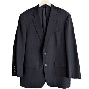 Brooks Brothers Brooksease USA Men's Pinstripe Navy Two Button Blazer Wool Sz 43